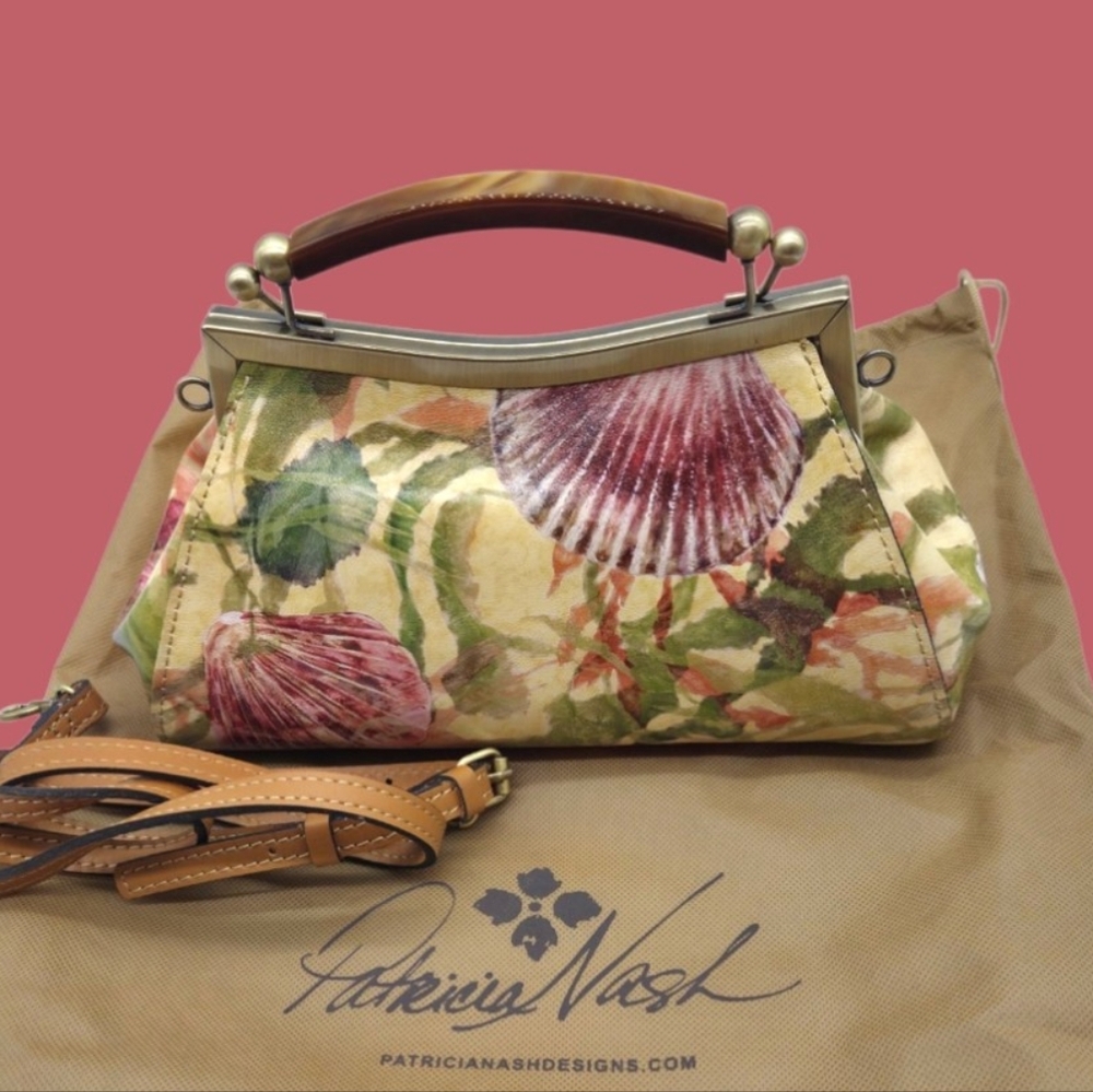 Final Price Patricia Nash Like New Kelmscott Satchel Crossbody Seashell Seashore